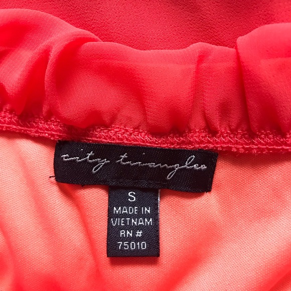 City Triangles Small Boho Orange Coral Off Shoulder Maxi Dress - Picture 5 of 7